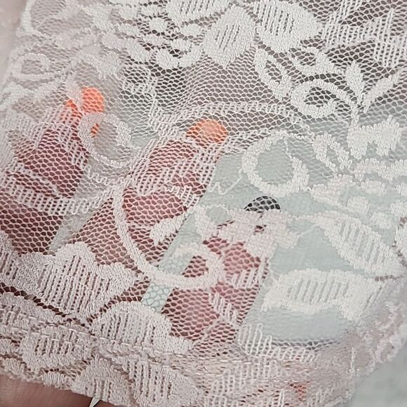 Forever 21 Plus Sz 3X Pink Stretch Lace Illusion Neckline Cut Out Peplum Blouse - Picture 4 of 8